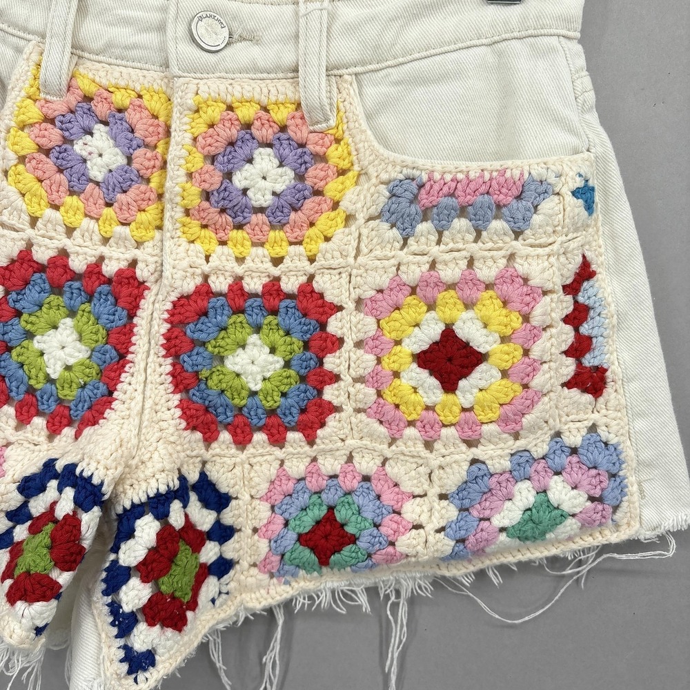 BLANKNYC Shorts Womens 25 Crochet Granny Square Patchwork ‎ Barrow High Rise - Picture 2 of 15